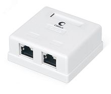 Розетка компьютерная RJ-45(8P8C), категория 5e, экранированная, двойная, внешняя, Dual IDC | код WS-8P8C-Cat.5e-SH-2 | Cabeus