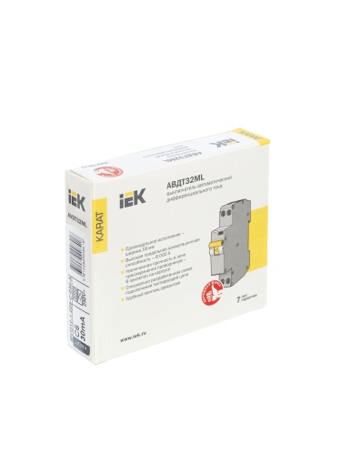 Выключатель автоматический дифференциального тока АВДТ32ML тип A С6 30мА KARAT | код MVD12-1-006-C-030-A | IEK фото 7 Выключатель автоматический дифференциального тока АВДТ32ML тип A С6 30мА KARAT | код MVD12-1-006-C-030-A | IEK фото 7