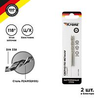 Сверло по металлу 3.5х70х39 мм HSS (упак - 2 шт.) DIN 338 | код. KR-91-0558 | Kranz