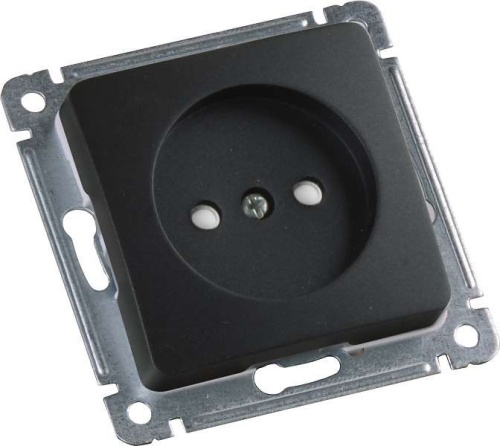 MASTER Розетка одноместная со шторками, скрытой установки, в рамку, черный | код РС16-402-08 | HEGEL