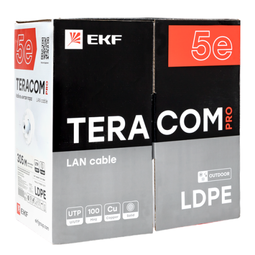 Кабель витая пара U/UTP кат.5E 4 пары 24 AWG solid внешн. LDPE черн. TERACOM PRO | код TRP-5EUTP-04PE-BK-OUT3 | EKF фото 4 Кабель витая пара U/UTP кат.5E 4 пары 24 AWG solid внешн. LDPE черн. TERACOM PRO | код TRP-5EUTP-04PE-BK-OUT3 | EKF фото 4