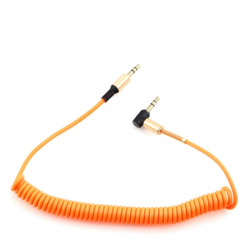 Кабель аудио 90? спиральный Cablexpert CCAB-02-35MMLC-1.8MO. 3.5 джек (M)/3.5 джек (M), оранжевый, 1.8м, блистер | код CCAB-02-35MMLC-1.8MO | Cablexpert