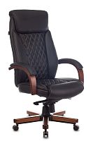 Кресло руководителя Бюрократ T-9924WALNUT черный кожа крестов. металл/дерево | код 1473667 | БЮРОКРАТ