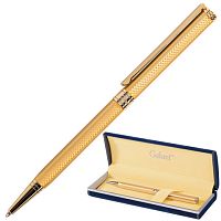 Ручка подарочная шариковая GALANT Stiletto Gold , тонкий корпус, золотистый, золотистые детали, пишущий узел 0,7 мм, синяя | код 140527 | GALANT