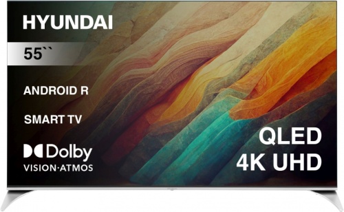 Телевизор QLED Hyundai 55 H-LED55QBU7500 Android TV Frameless черный 4K Ultra HD 60Hz DVB-T DVB-T2 DVB-C DVB-S DVB-S2 USB WiFi Smart TV | код 1783616 | HYUNDAI