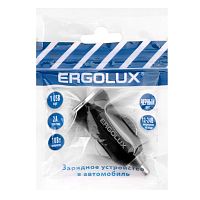 Адаптер автомобильный ELX-CA01P-C02 ПРОМО 1USB 12В 5В/2А LED пакет черн. ERGOLUX | код 15105 | Ergolux