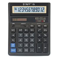 Калькулятор STAFF настольный STF-777, 12 разрядов, двойное питание, 210x165мм, ЧЕРНЫЙ | код 250458 | STAFF