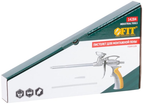 Пистолет для монтажной пены цельнометаллический прорезиненная ручка FIT 14284 фото 3