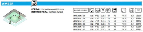 Светильник AMBER 51 3 12 | код. CH917007 | Комтех