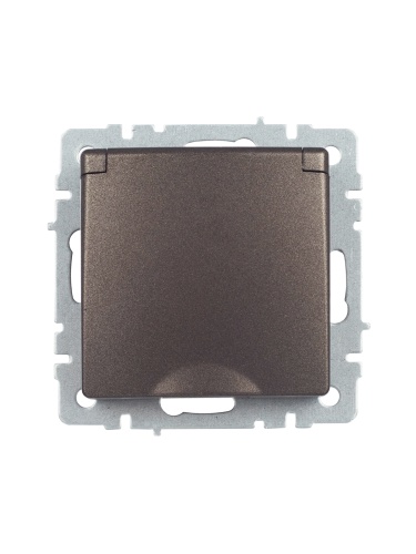 BRITE Розетка 1-местная с заземлением с защитными шторками и крышкой 16А IP20 РСбш10-3-БрТБ темная бронза | код BR-R16-16-K45 | IEK фото 4