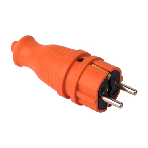 Вилка оранжевая каучуковая прямая 230В 2P+PE 16A IP44 PRO | код RPS-011-16-230-44-ro | EKF