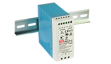 Источник питания AC-DC, 30Вт, на DIN рейку, вход 85...264В AC, 47...63Гц, 120...370В DC, выход 5В/6А, регулировка 5...6В, изоляция 3000В AC, в кожухе 40х90х100 мм, -20...+70С | код MDR-40-5 | MeanWell