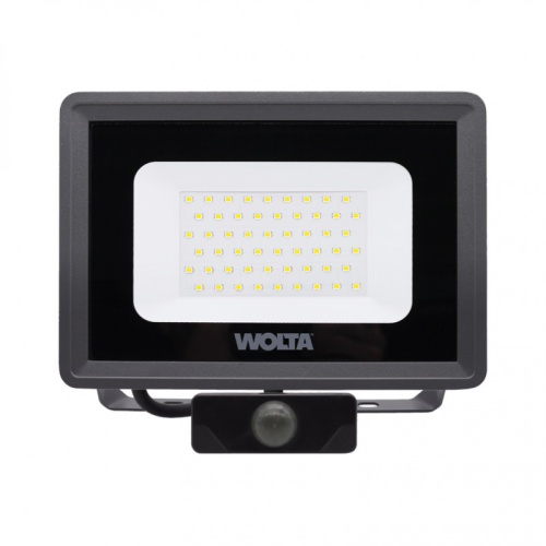 Прожектор светодиодный WOLTA WFL-50W/06S 50Вт 5700K IP65 4500лм с датчиком 174*171*40 1/20 | код WFL-50W/06S | WOLTA