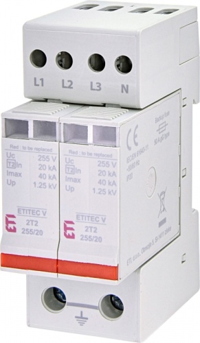 Ограничитель перенапряжения ETITEC V 2T2 255/20 (4+0) | код 002442943 | ETI