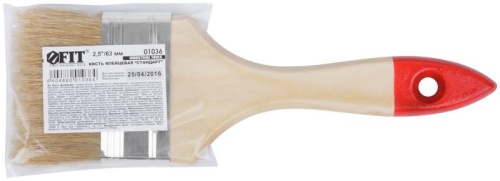 Кисть флейцевая "Стандарт" натур. светлая щетина деревянная ручка 2. 5дюйм (63мм) FIT 01036 фото 3