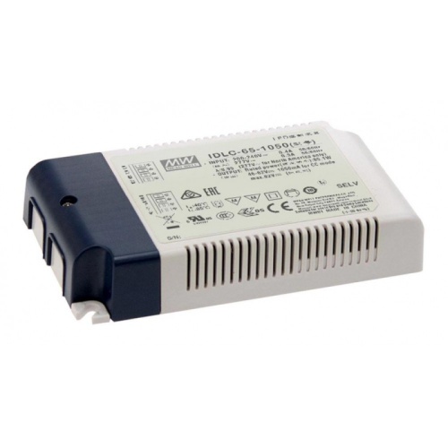 Источник питания AC-DC, 63Вт, вход 180…295В AC, 47…63Гц/254…417В DC, ККМ, выход 27…36В/1750мА, изоляция 3750В AC, в кожухе 130х75х25, -20…+85С (корпус), димминг 0...10 В/ШИМ | код IDLC-65-1750 | MeanWell
