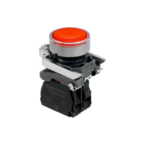 Кнопка красная с подсветкой, 1NС, 220V AC/DC, IP65, металл MTB4-BW34723 | код 137161 | MEYERTEC
