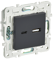 SKANDY Роз. USB A+C 3,1А SK-R14G граф. IEK | код SK-U22-D31-K53 | IEK