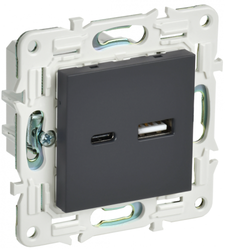 SKANDY Роз. USB A+C 3,1А SK-R14G граф. IEK | код SK-U22-D31-K53 | IEK