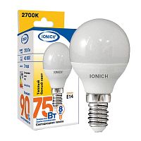 Лампа светодиодная ILED-SMD2835-P45-8-720-230-2.7-E14 P45 8Вт Шар 2700К тепл. бел. Е14 230В IONICH 1642