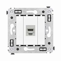 Компьютерная розетка RJ-45 без шторки в стену, кат.6 одинарная экранированная, Avanti, Белое облако | код 4400793 | DKC