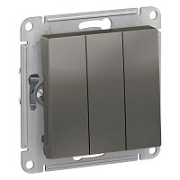 Выключатель 3-клавишный ATLASDESIGN, скрытый монтаж, сталь | код. ATN000931 | Schneider Electric