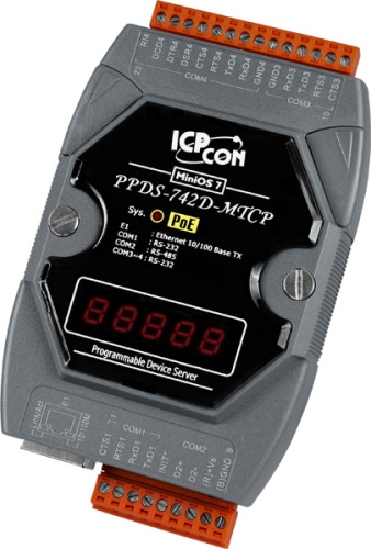 PPDS-742D-MTCP CR Programmable Device Server with PoE, Modbus Gateway, 3 RS-232 ports, 1 RS-485 port and an | код 00-06083305 | ICP DAS