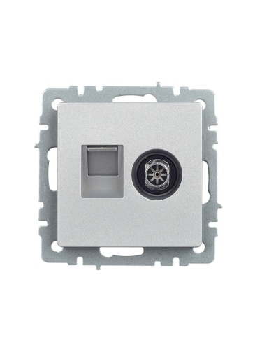 BRITE Розетка двойная TV+RJ45 кат.5E РТВ/РК12-БрА алюминий | код BR-AK20-1-K47 | IEK фото 3