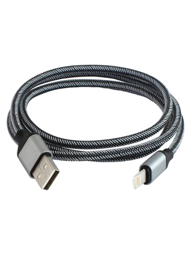 Дата-кабель, ДК 12, USB - Lightning, 1 м, тканевая оплетка, серый, TDM | код SQ1810-0312 | TDM