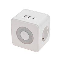 Двойник электрический Куб 16А с/з+2хUSB-A 2.4А+USB Type-C 3А с ночной подсветкой бел. | код 11-1251 | Rexant