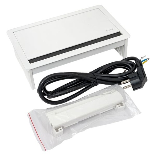 Встраиваемый настольный розеточный блок выдвижной, 8 модулей, белый, C-Line | код cl-vnbv-8-w | EKF фото 4