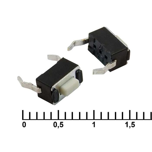 Тактовая кнопка RUICHI IT-0343, 6.1x3.5x4.5 мм, OFF-(ON), 50 мА, 12 В, 100 мОм, пайка в плату | код 83353 | Ruichi