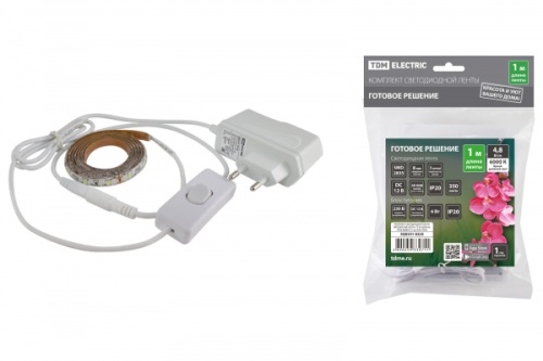 Комплект светодиодной ленты SMD2835-60 LED/м-12 В-4,8 Вт/м-IP20-6000 К (1 м), 6 Вт TDM | код SQ0331-0225 | TDM