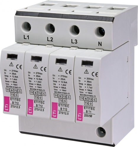 Ограничитель перенапряжения ETITEC B T12 275/12,5 (3+1) 4p | код 002440331 | ETI