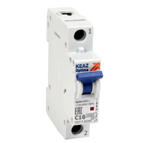 Выключатель автоматический модульный OptiDin BM63-1M8-УХЛ3 (6кА) | код 294772 | КЭАЗ Выключатель автоматический модульный OptiDin BM63-1M8-УХЛ3 (6кА) | код 294772 | КЭАЗ