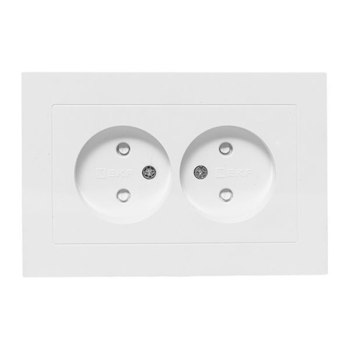 Эпика Механизм розетки двойной 16А без заземления со шторками с рамкой белый EKF | код UP1-SOW-201 | EKF Эпика Механизм розетки двойной 16А без заземления со шторками с рамкой белый EKF | код UP1-SOW-201 | EKF
