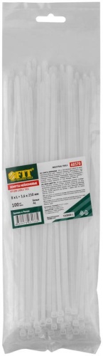Хомут для проводов 3.6х250мм нейлон. бел. (уп.100шт) FIT 60370 фото 3