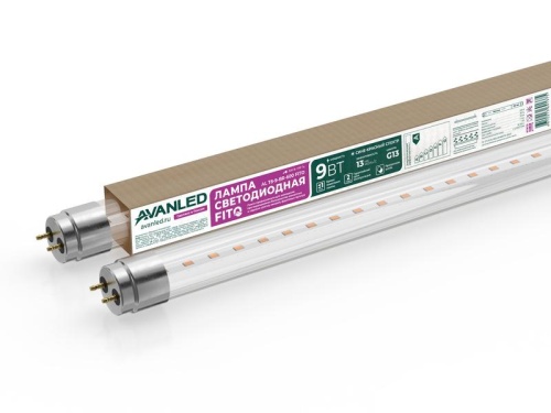Лампа светодиодная AL T8-9-BR-600 FITO 9Вт G13 600мм для растений красн./син. | код. 12206011 | AVANLED