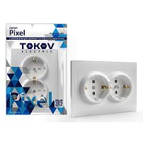 Розетка 2-м СП Pixel 16А IP20 с заземл. защ. шторки в сборе бел. | код TKE-PX-R2FZSF-C01 | TOKOV ELECTRIC