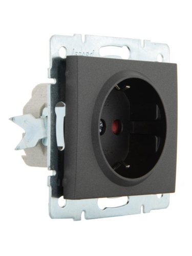 Розетка RAIN с защитой от детей керамика черный графит матовый механизм | код 703-4188-124 | LEZARD фото 3