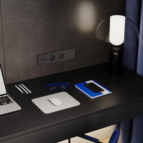 Розетка 1-м СП S70 16А с заземл. защ. шторки механизм черн. матов. Voltum VLS040208 фото 5