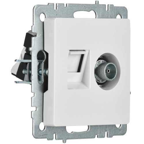 BRITE Розетка двойная TV+RJ45 кат.5E РТВ/РК12-БрКр белый | код BR-AK20-1-K01 | IEK фото 5