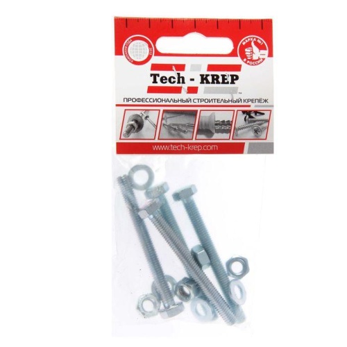 Болт с шестигранной головкой М6х60 DIN 933 + гайка + шайба оцинк. (уп.4шт) Tech-Krep/Zitar 112720 Болт с шестигранной головкой М6х60 DIN 933 + гайка + шайба оцинк. (уп.4шт) Tech-Krep/Zitar 112720