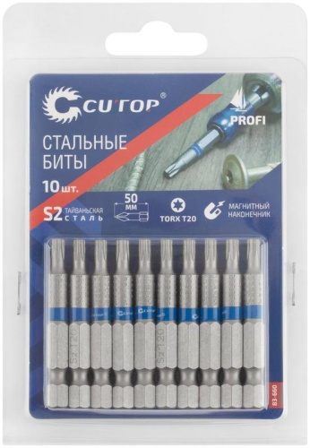 Биты стальные, 10 шт., Profi, TORX T20, 50 мм | код 83-660 | FIT фото 3 Биты стальные, 10 шт., Profi, TORX T20, 50 мм | код 83-660 | FIT фото 3