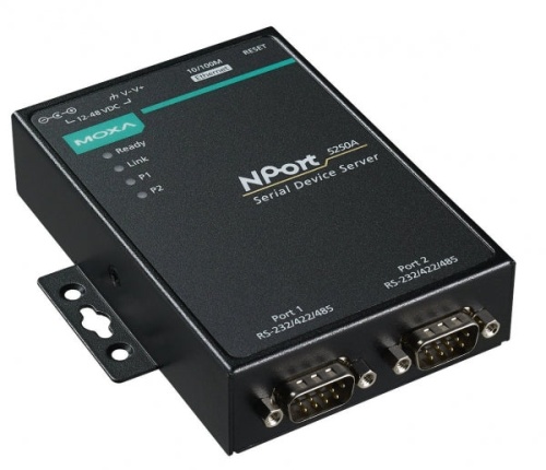 Преобразователь NPort 5250A 2 port RS-232/422/485 advanced, Power Adapter, DB9 | код 00-06048696 | MOXA