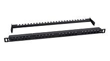 Cabeus PLHD-24-Cat.6a-Dual-180-0,5U Патч-панель высокой плотности 19 (0,5U), 24 порта RJ-45, категория 6a, Dual IDC,180 градусов, с задним кабельным организатором | код 9665c | Cabeus