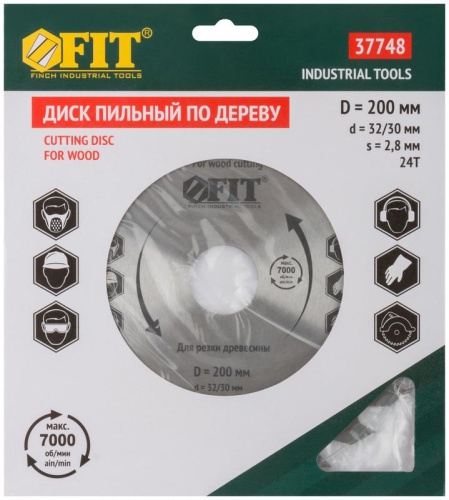 Диск пильный для циркулярных пил по дереву 200x32/30x24T | код 37748 | FIT фото 3 Диск пильный для циркулярных пил по дереву 200x32/30x24T | код 37748 | FIT фото 3