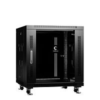 Cabeus SH-05C-12U60/60-BK Шкаф монтажный телекоммуникационный 19 напольный для распределительного и серверного оборудования 12U 600x600x730mm (ШхГхВ) передняя стеклянная и задняя сплошная металлическая двери, ручка с замком, цвет черный (RAL 9004) Код тов