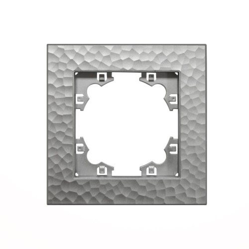 Рамка фактурная 1 пост UNIVersal Афина серебро (еврослот) | код A10053-S | Universal