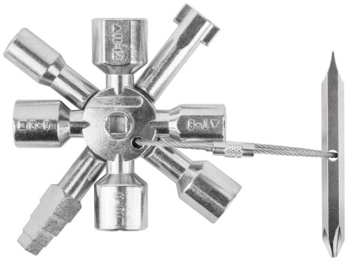 Ключ универсальный для электрошкафов 10-в-1 двусторонняя CrV бита РН2/SL7 FIT 60110 фото 3